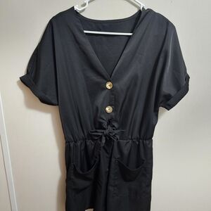 Black Button-Front Romper